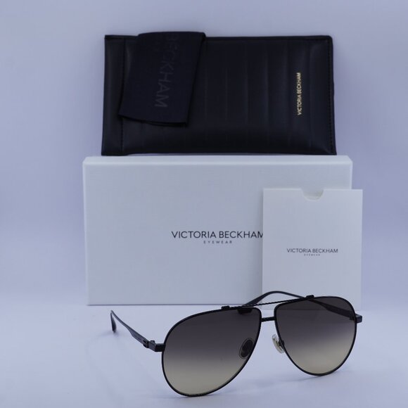 Victoria Beckham VB248S 001 Aviator Sunglasses – Black/Grey Gradient - Picture 1 of 9